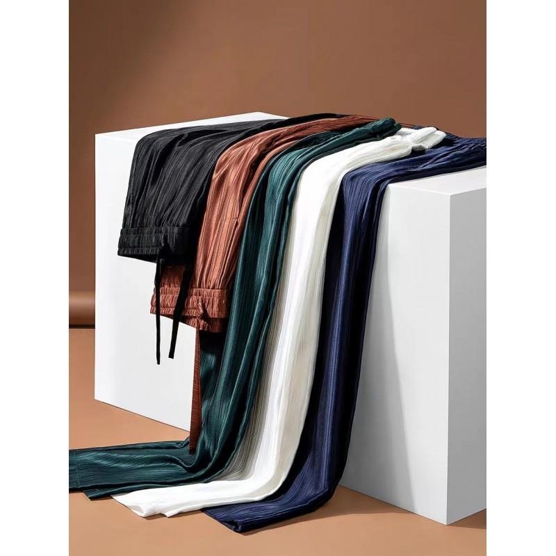Smooth and elegant anti-wrinkle ice silk sports sweatpants men's loose straight casual pants