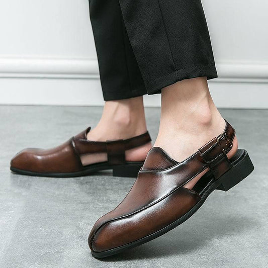 Summer new men's low-top casual fashion sandals breathable small leather shoes
