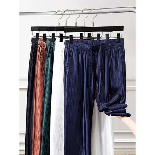 Smooth and elegant anti-wrinkle ice silk sports sweatpants men's loose straight casual pants