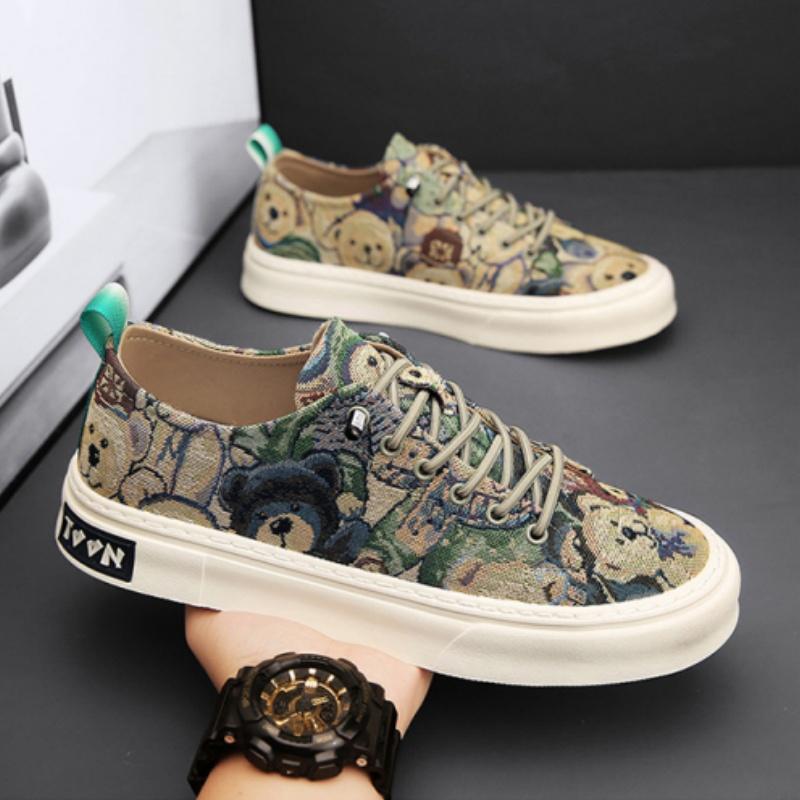 Retro Bear Men's Fashion All-match Sports Flat Shoes