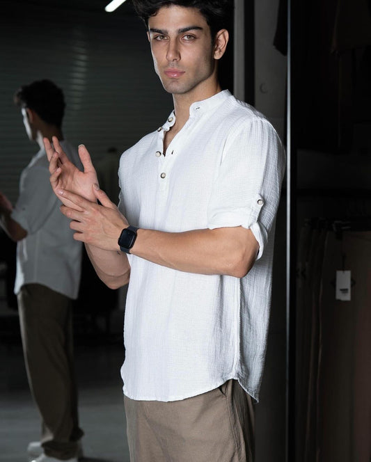 Vintage Linen Half Sleeve Shirt Summer Loose V-Neck Shirt