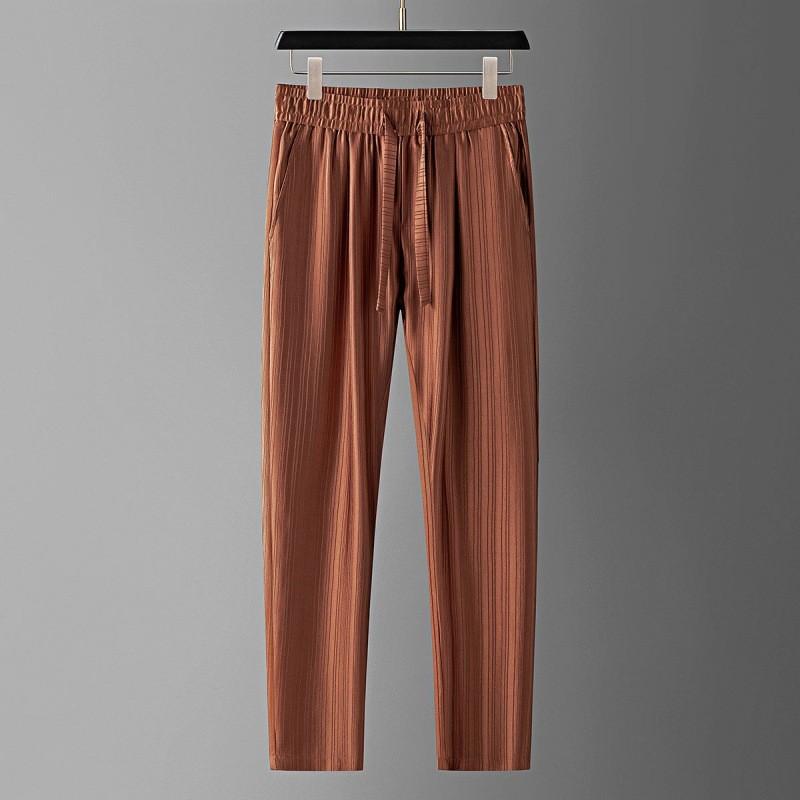 Smooth and elegant anti-wrinkle ice silk sports sweatpants men's loose straight casual pants