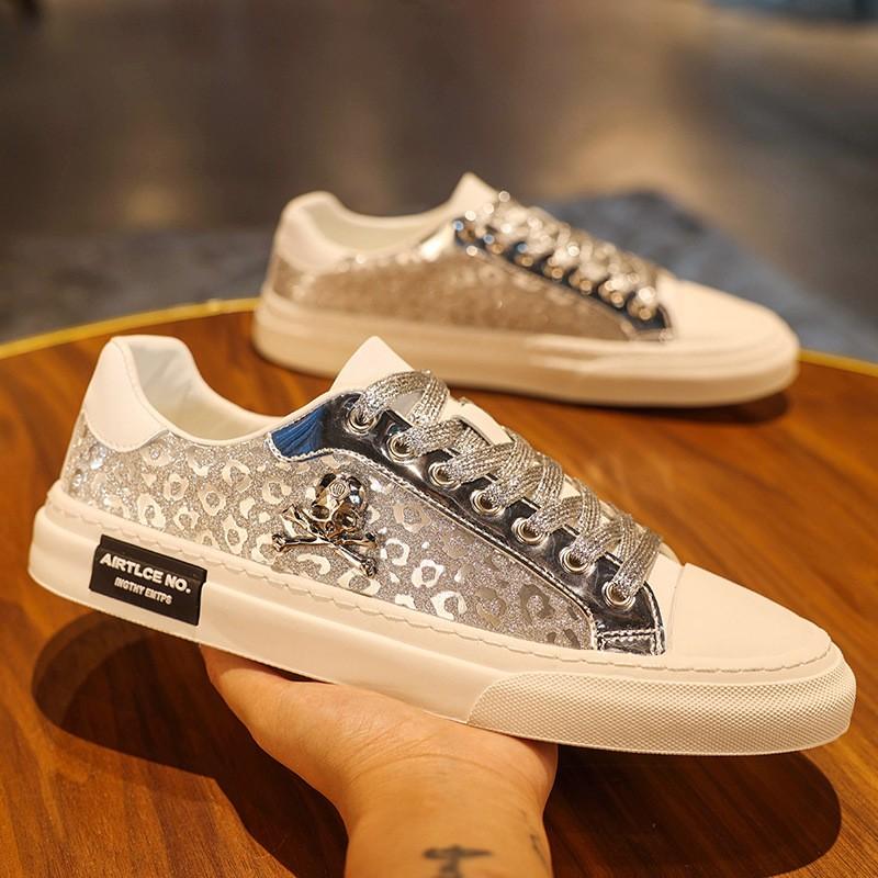 Summer all-match light luxury sneakers breathable skull low-top casual shoes