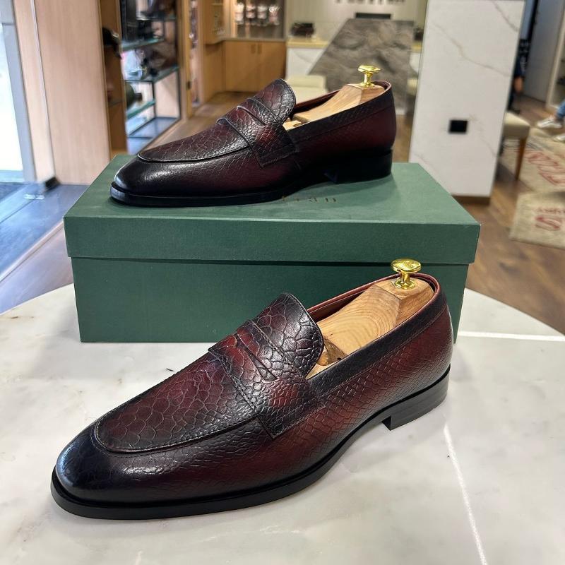 Men's Formal Leather Loafers - Wine