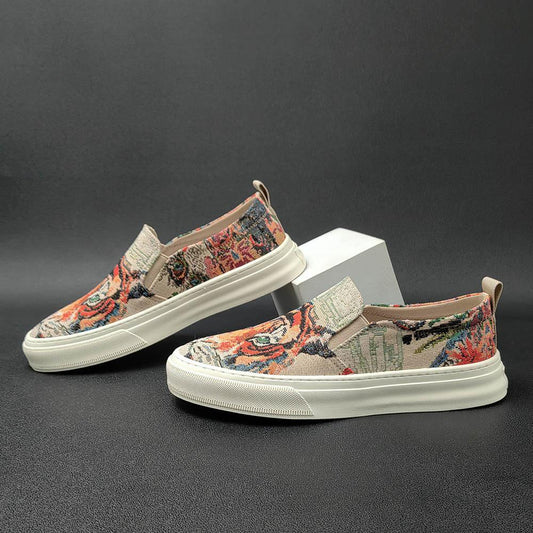Stylish tiger print breathable soft sole shoes
