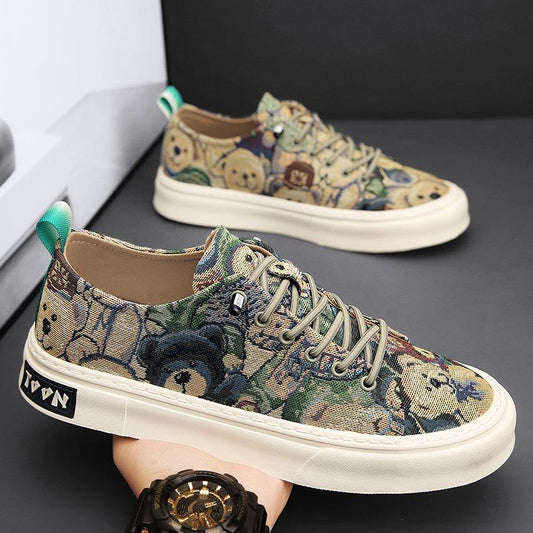 Retro Bear Men's Fashion All-match Sports Flat Shoes