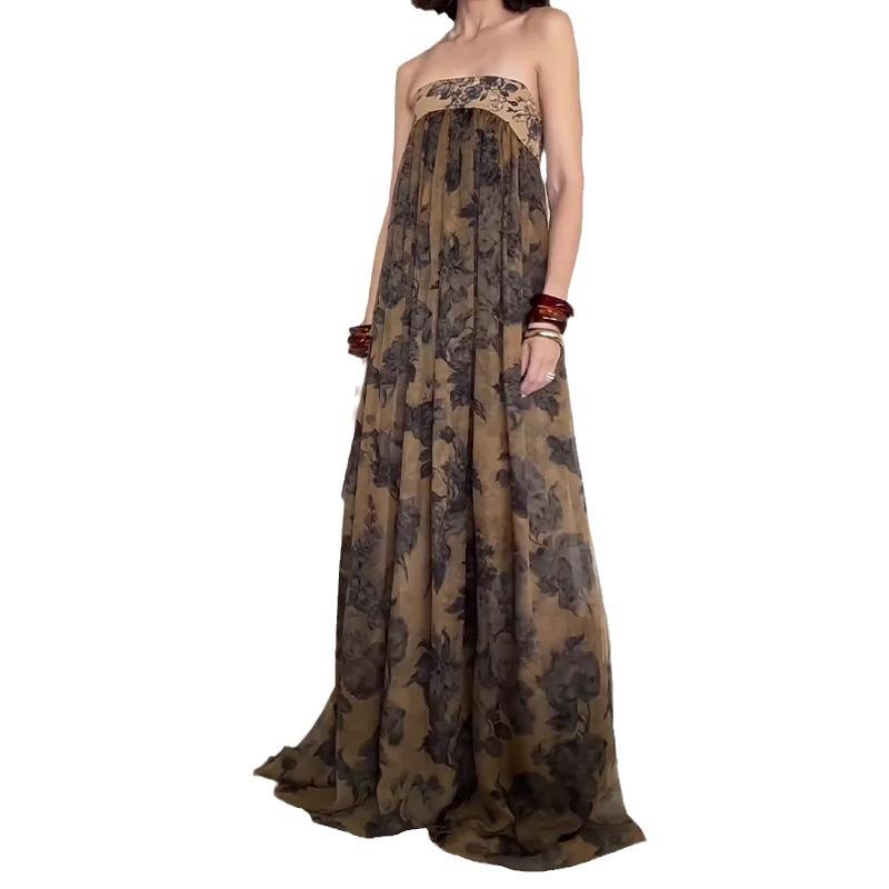 Skinny Floral High-Grade Straight Maxi Dress