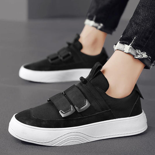 Versatile black men's trendy Velcro loafers