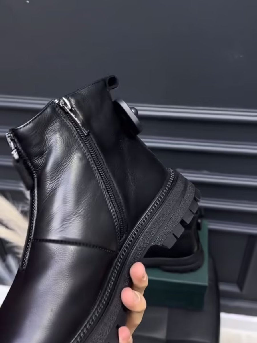 Black Fall/Winter Double Zipper Ankle Boots