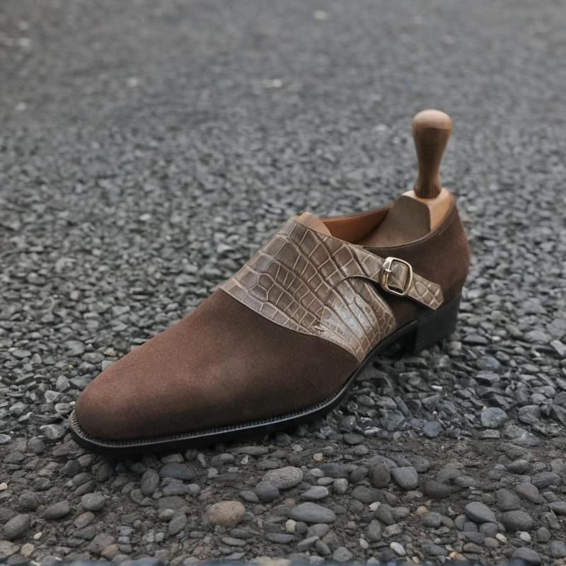 Handmade Men's Suede Single Strap Monk