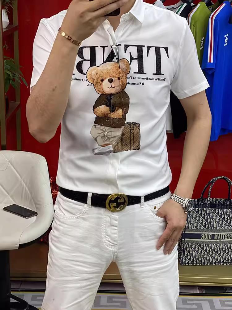 Short-sleeved shirt print fashion personality casual breathable POLO shirt