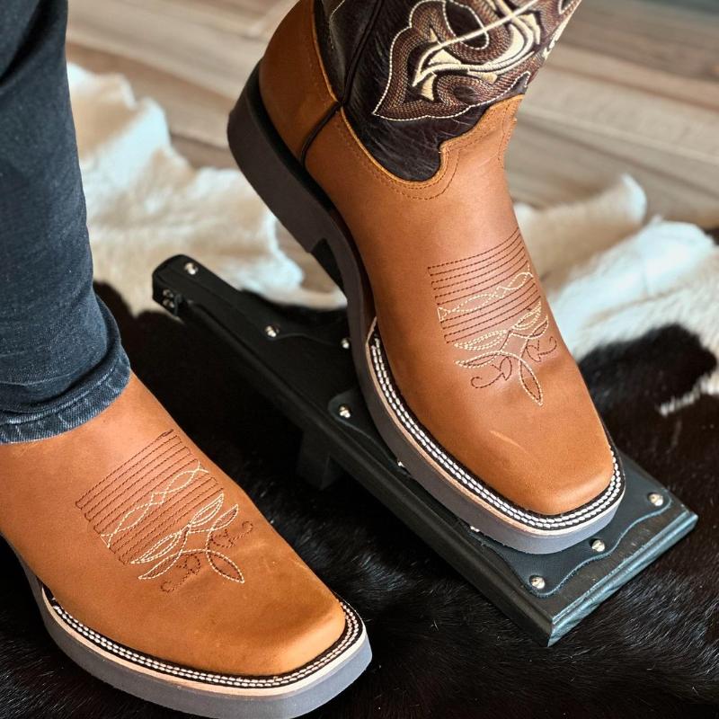 Men's Cowboy Boots Square Toe Crazy Brown