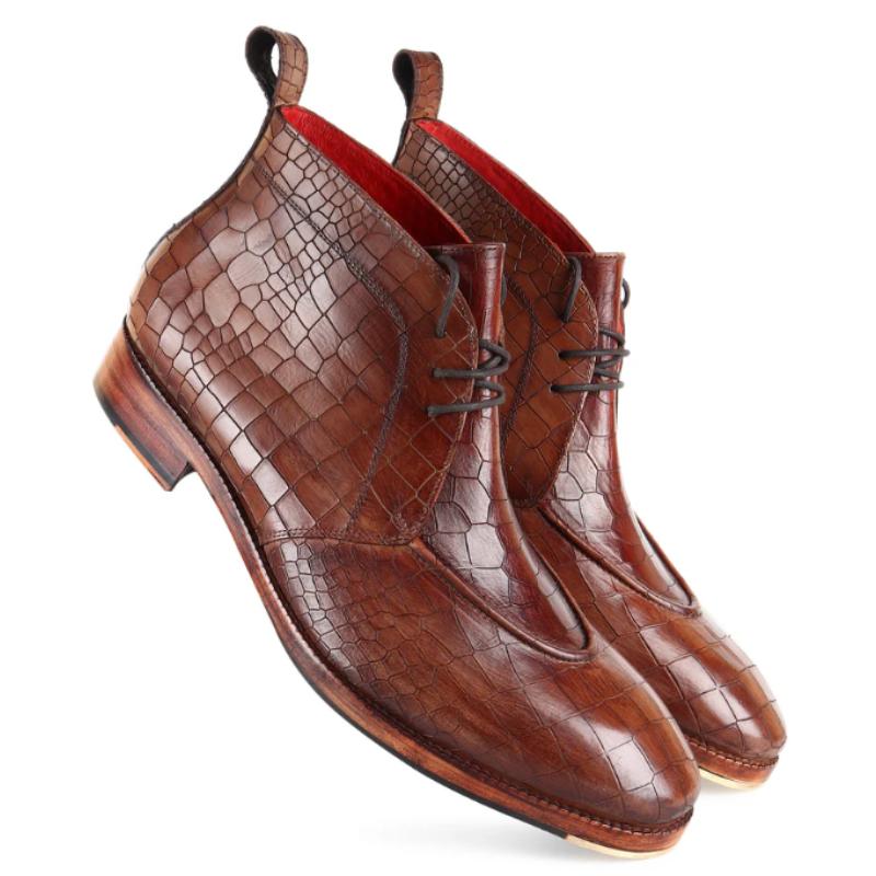 Handmade Chukka Boots In Crocodile Skin