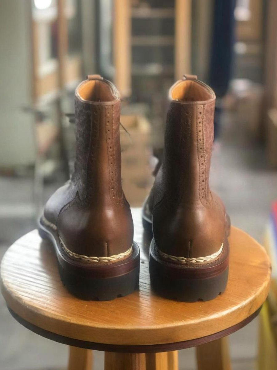 Handmade Brown Leather Men's Work Boots