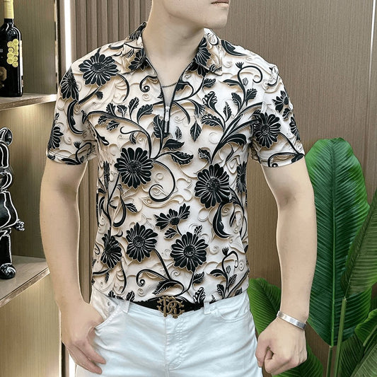 Summer new lapel short-sleeved men's POLO shirt with printing