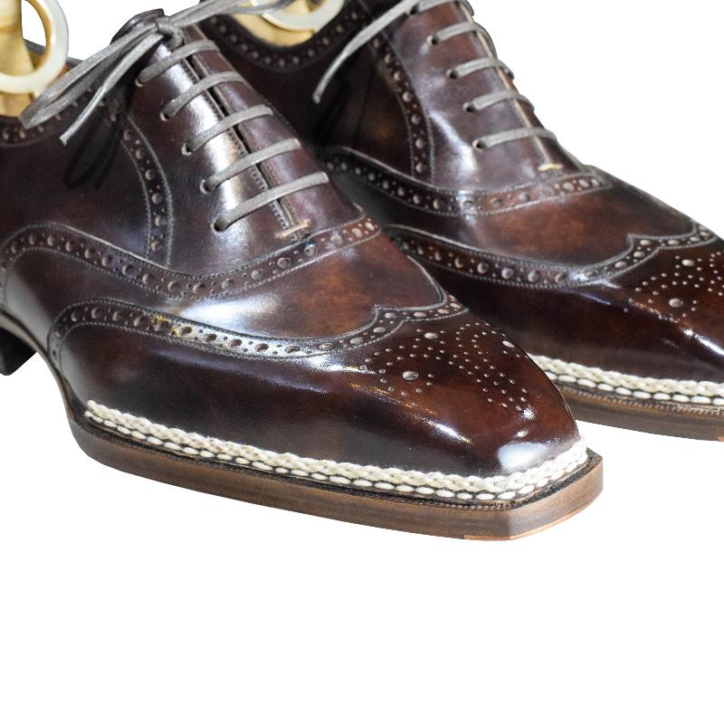 Italian Handmade Luxury Sculpted Leather Oxfords - Brown