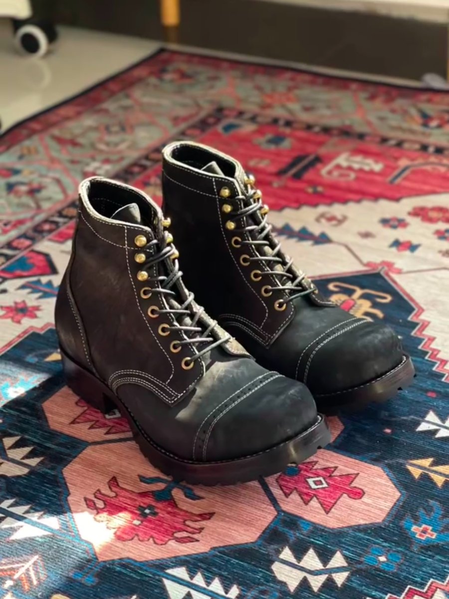 Black Square Toe Work Boots