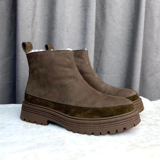 Winter Lined Wool Side Zipper Ankle Boots