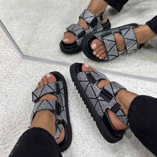 Summer Dazzle Velcro Flat Sandals