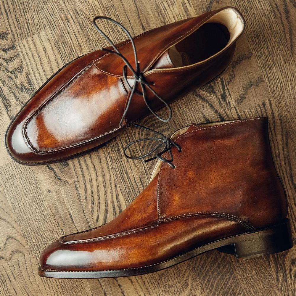 Handmade Classic Leather Chukka Boots - Brown