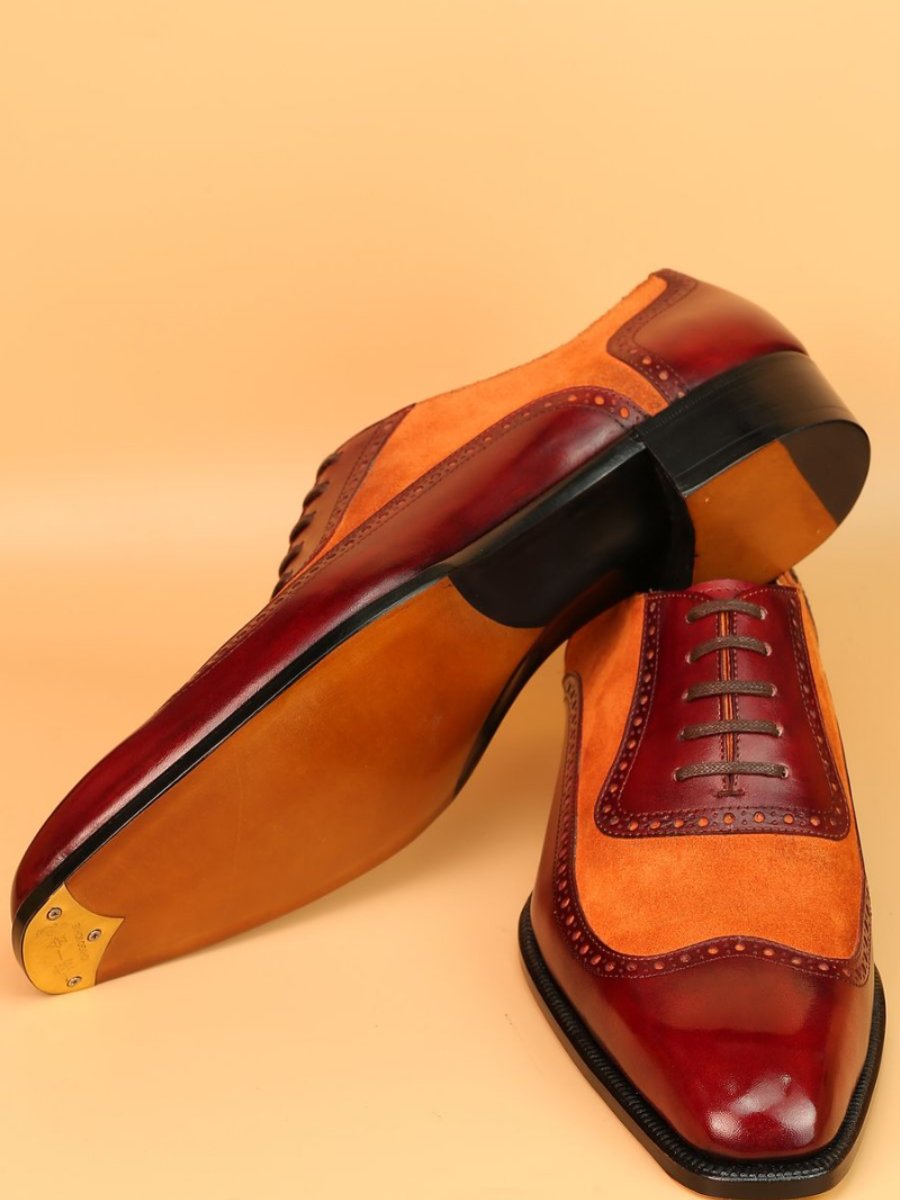 Italian Handmade Men's Classic Oxford Shoes - Claret