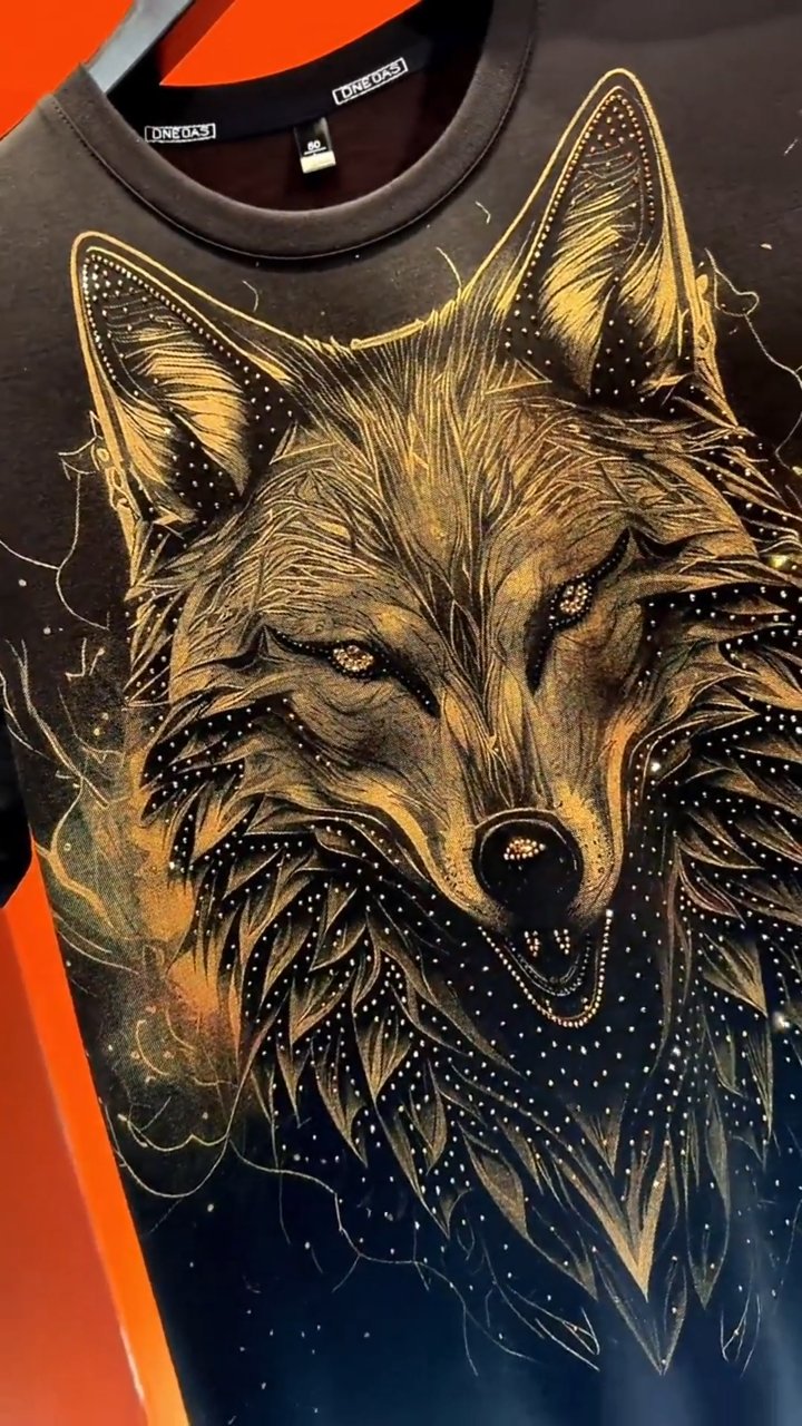 Summer new high-end light luxury men's wolf head T-shirt short sleeves