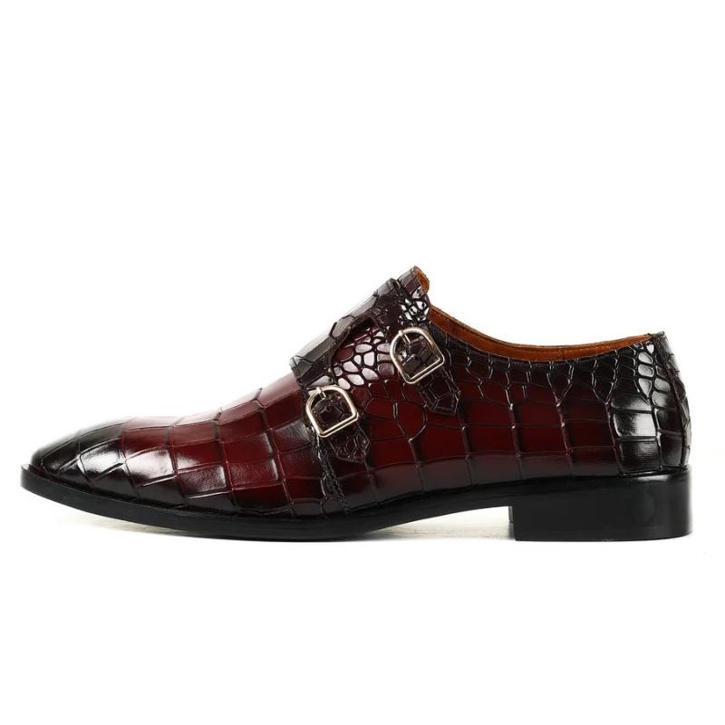 Italian Handmade Classic Monk Shoes - Claret