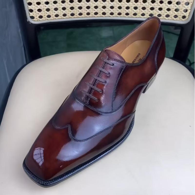 Italian Handmade Genuine Leather Oxfords - Claret