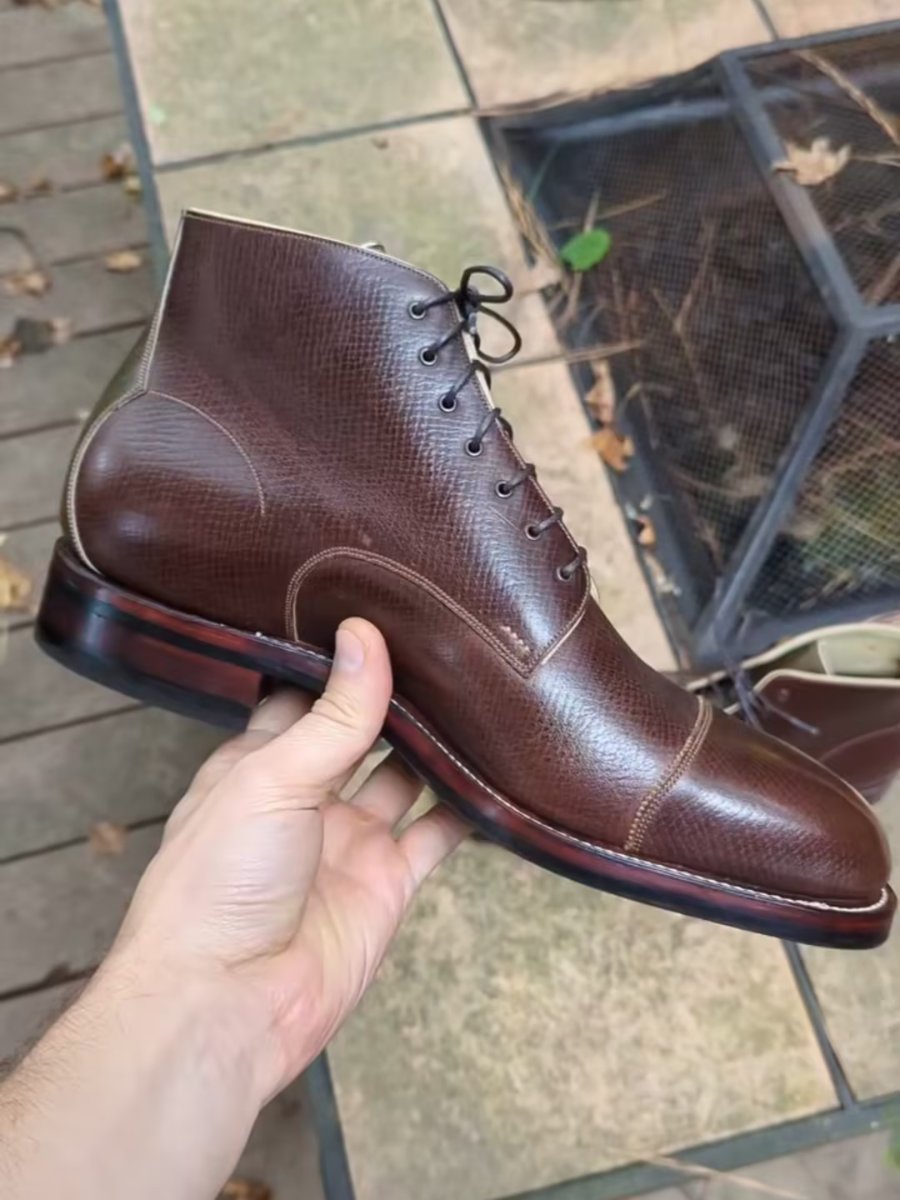 Handmade Men's Leather Work Ankle Boots