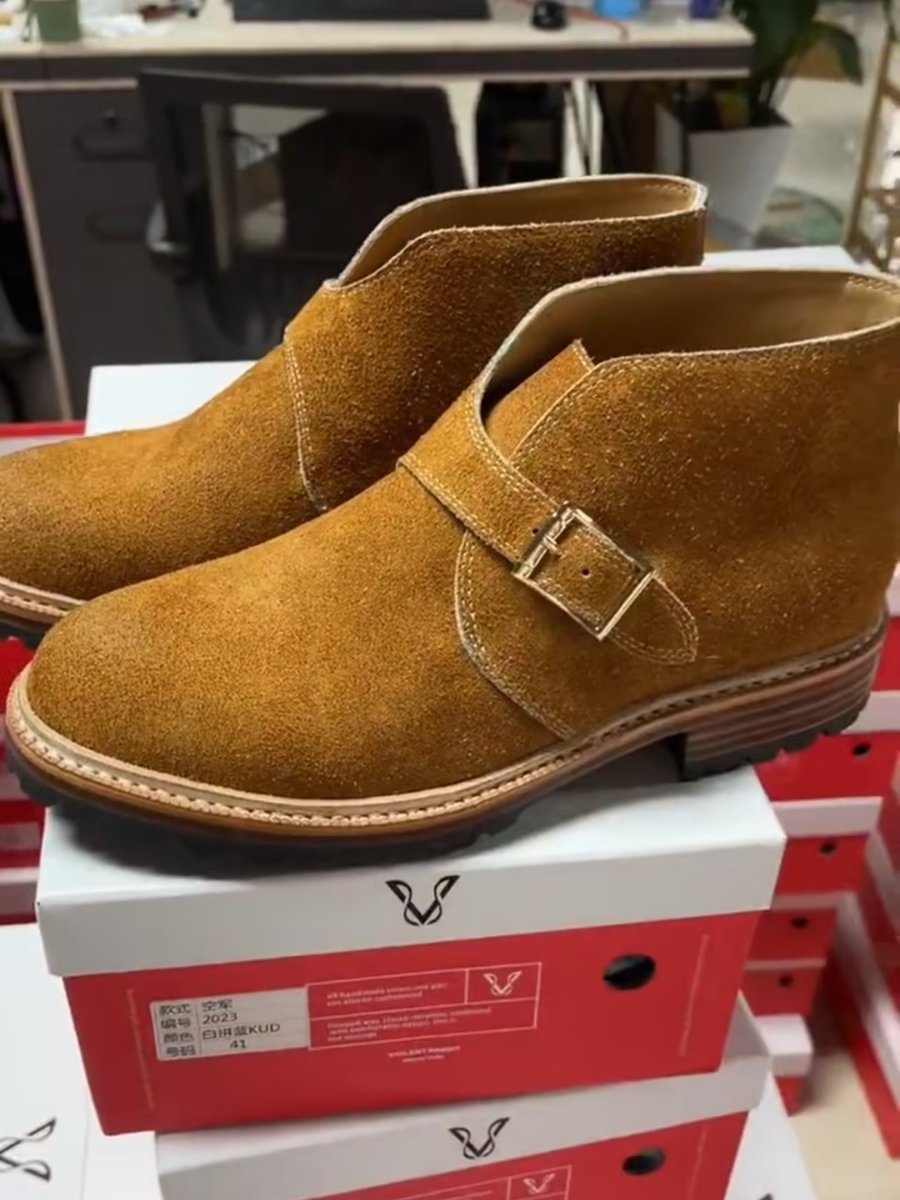 Suede Single Strap Monk Boots