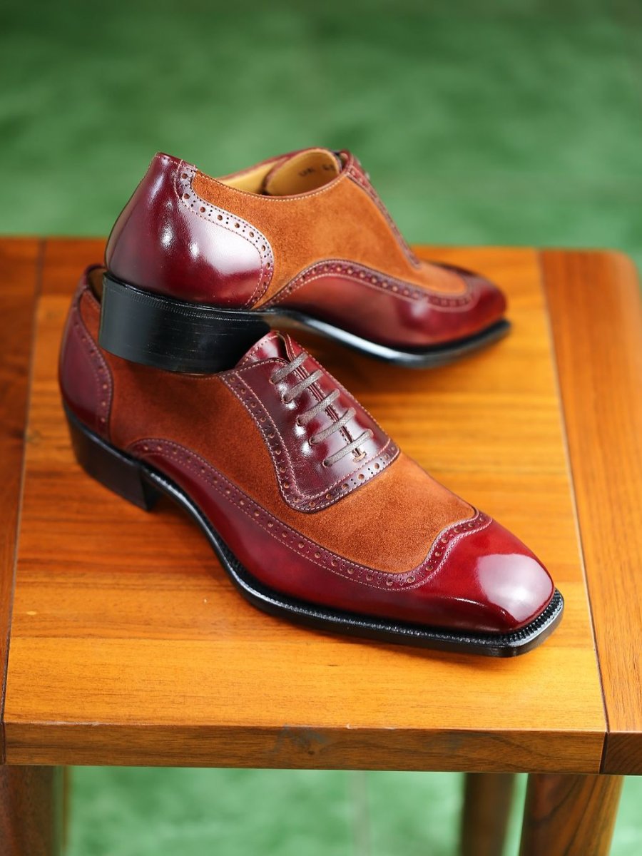 Italian Handmade Men's Classic Oxford Shoes - Claret