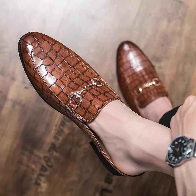 Summer sandals and slippers horseshoe buckle half-slip leather shoes