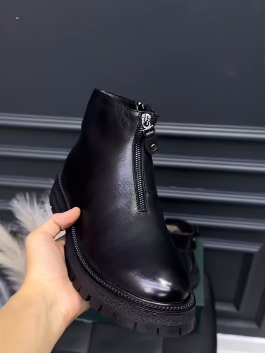 Black Fall/Winter Double Zipper Ankle Boots