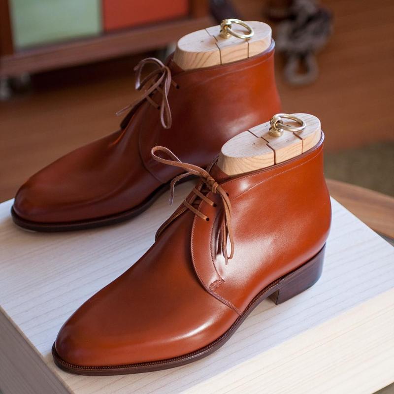 Handmade Orange Classic Desert Boots