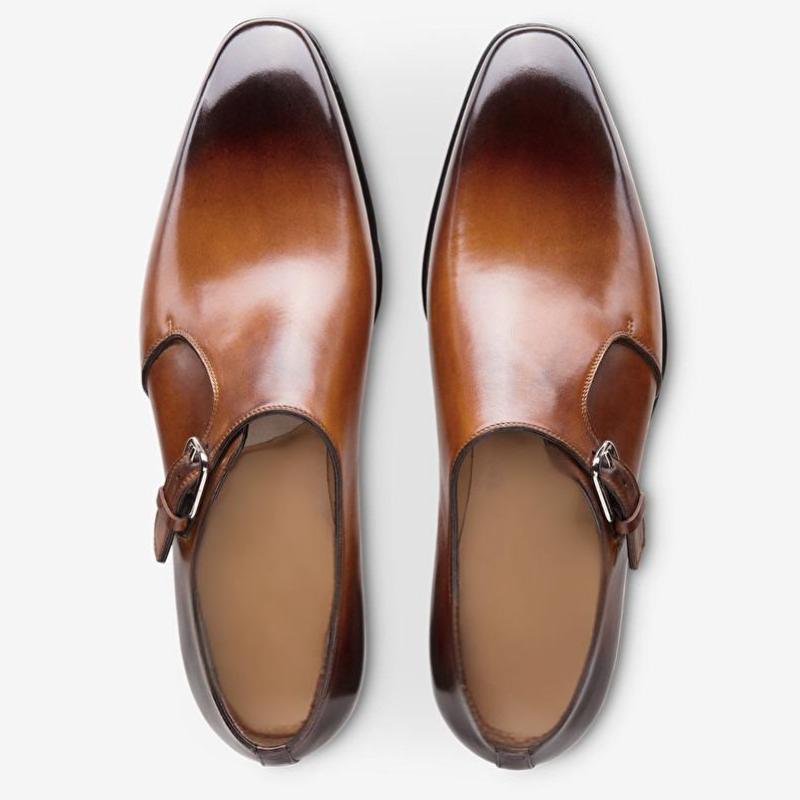 Men's Formal Wear Classic Leather Monk Shoes - Brown