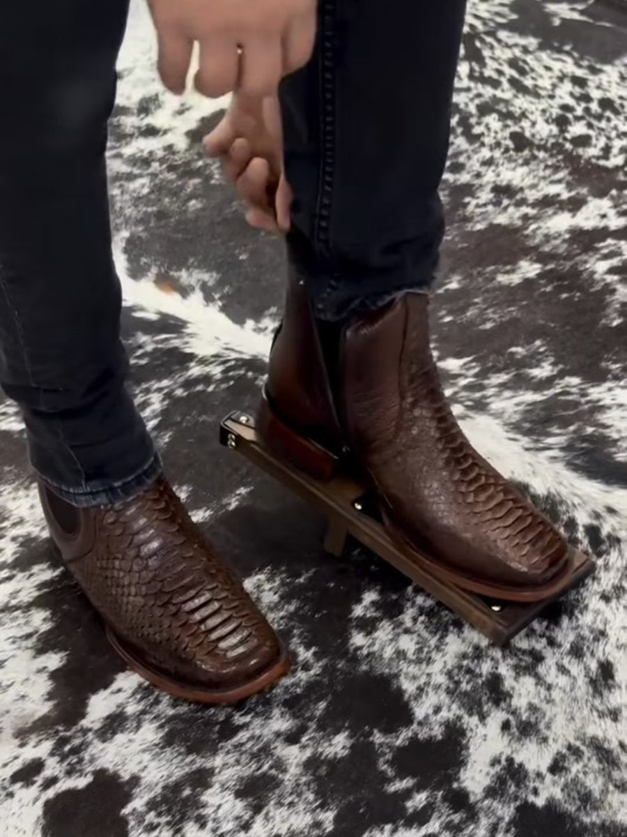 Men's Ostrich Leather Cowboy Ankle Boots