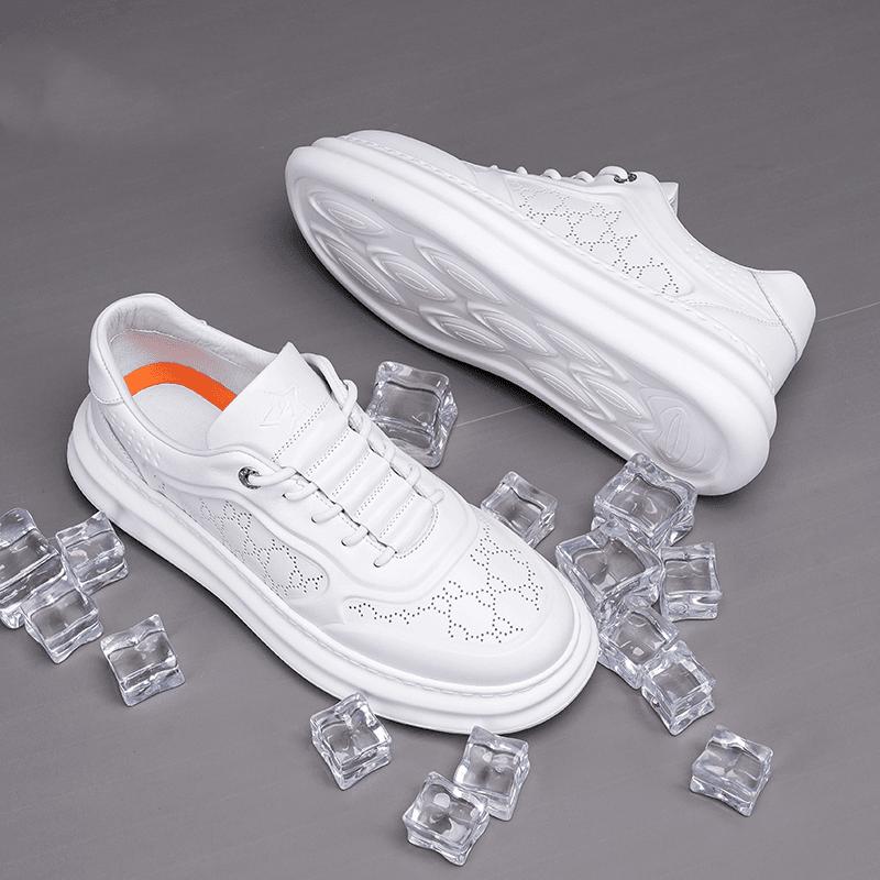 New summer men's shoes heightening slip-on breathable leather casual shoes