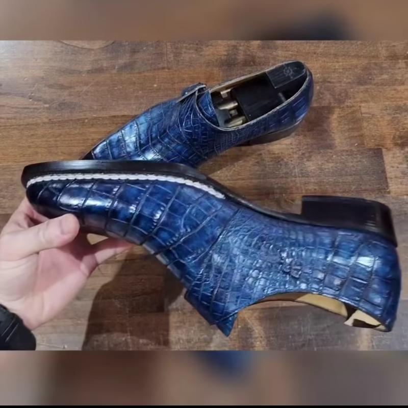 Luxury Handmade Crocodile Leather Formal Monk