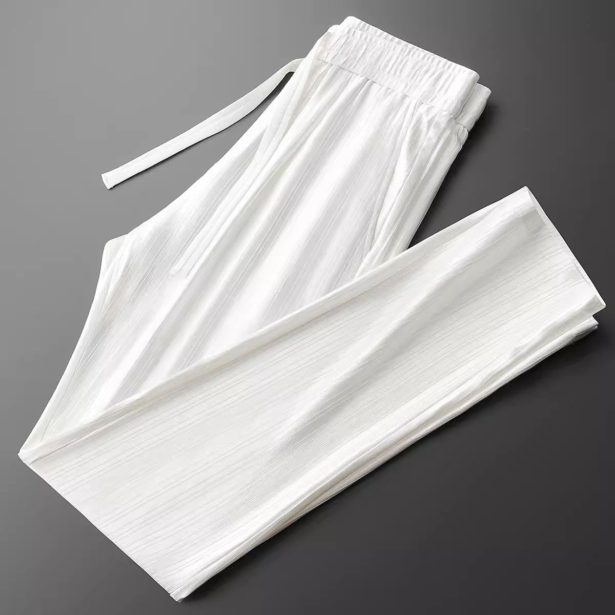 Smooth and elegant anti-wrinkle ice silk sports sweatpants men's loose straight casual pants