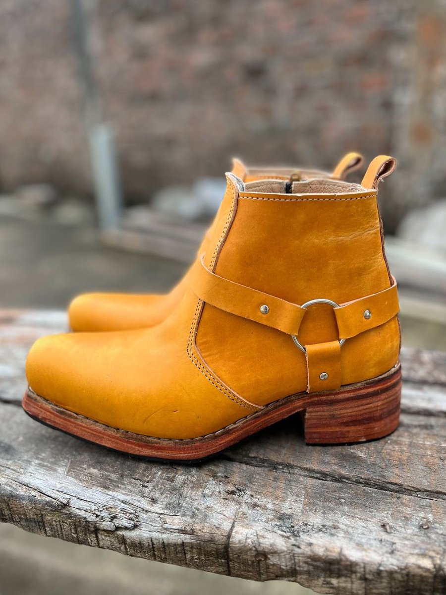 Handmade Leather Ankle Zipper Boots