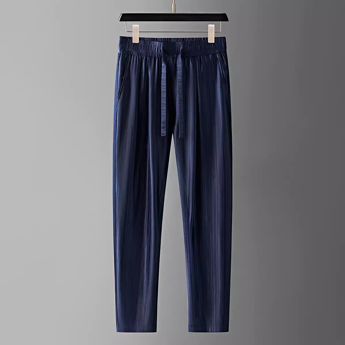 Smooth and elegant anti-wrinkle ice silk sports sweatpants men's loose straight casual pants