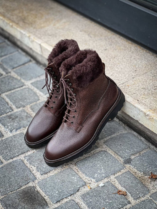 Wool Lined Waterproof Warm Leather Boots