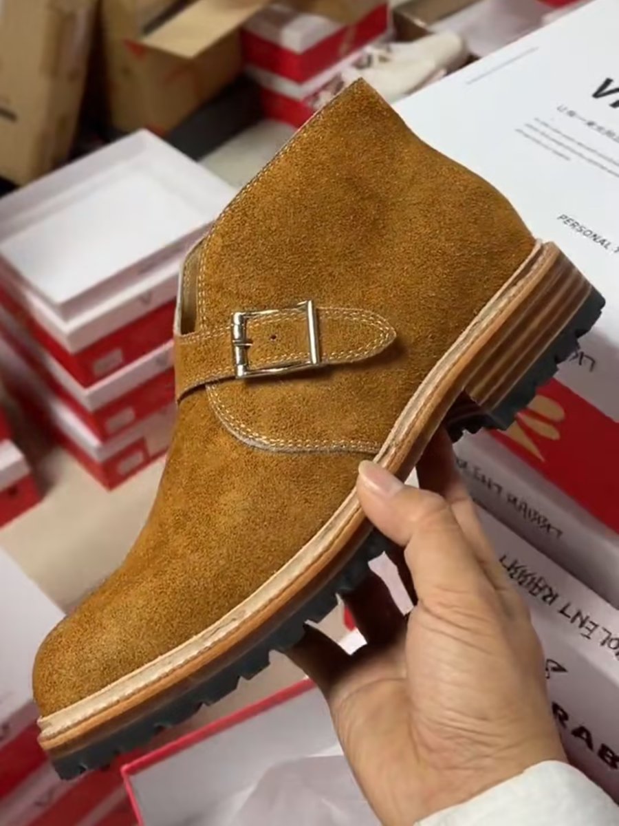 Suede Single Strap Monk Boots