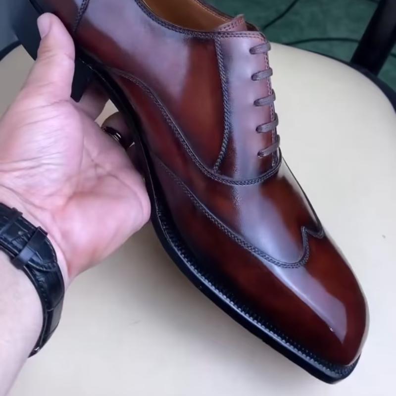 Italian Handmade Genuine Leather Oxfords - Claret