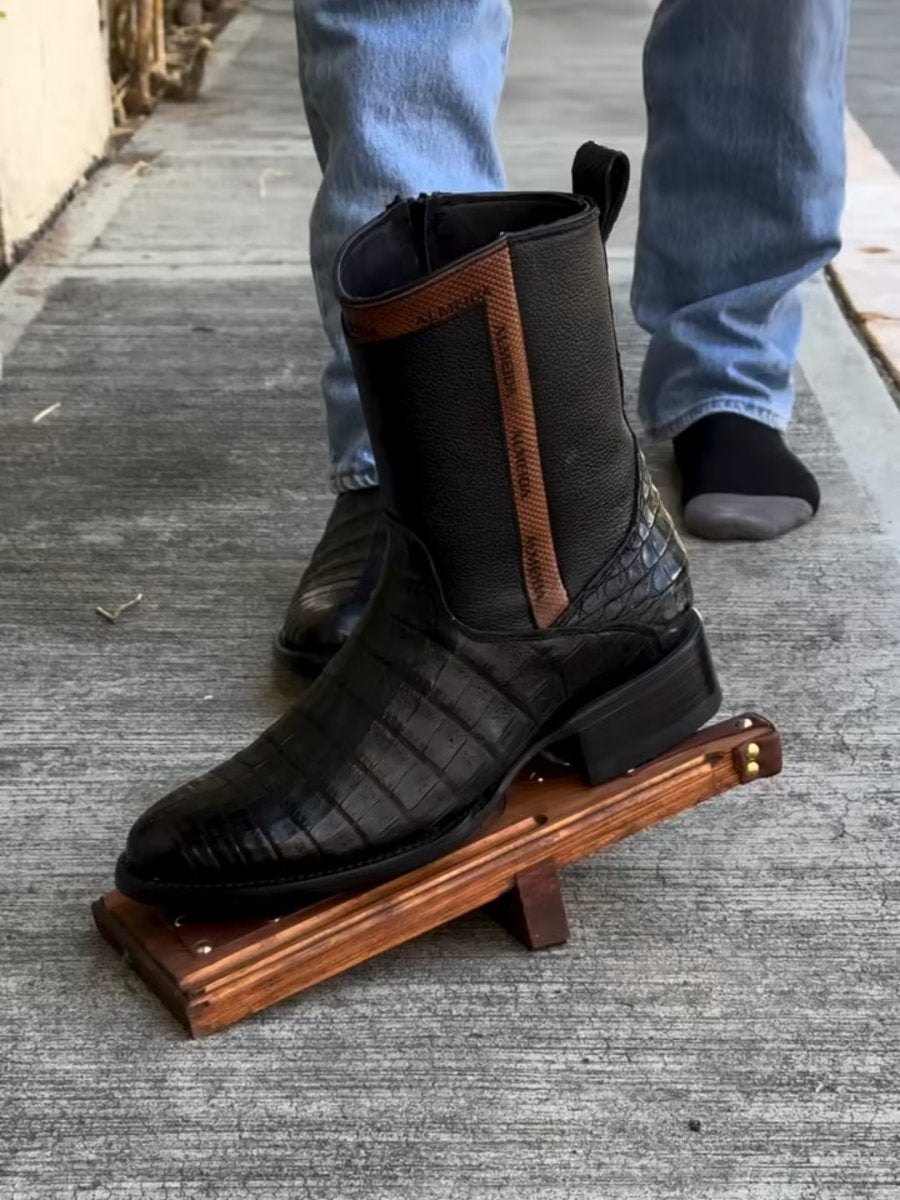 Handmade Zipper Crocodile Boots