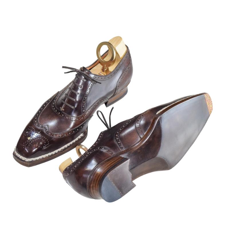 Italian Handmade Luxury Sculpted Leather Oxfords - Brown