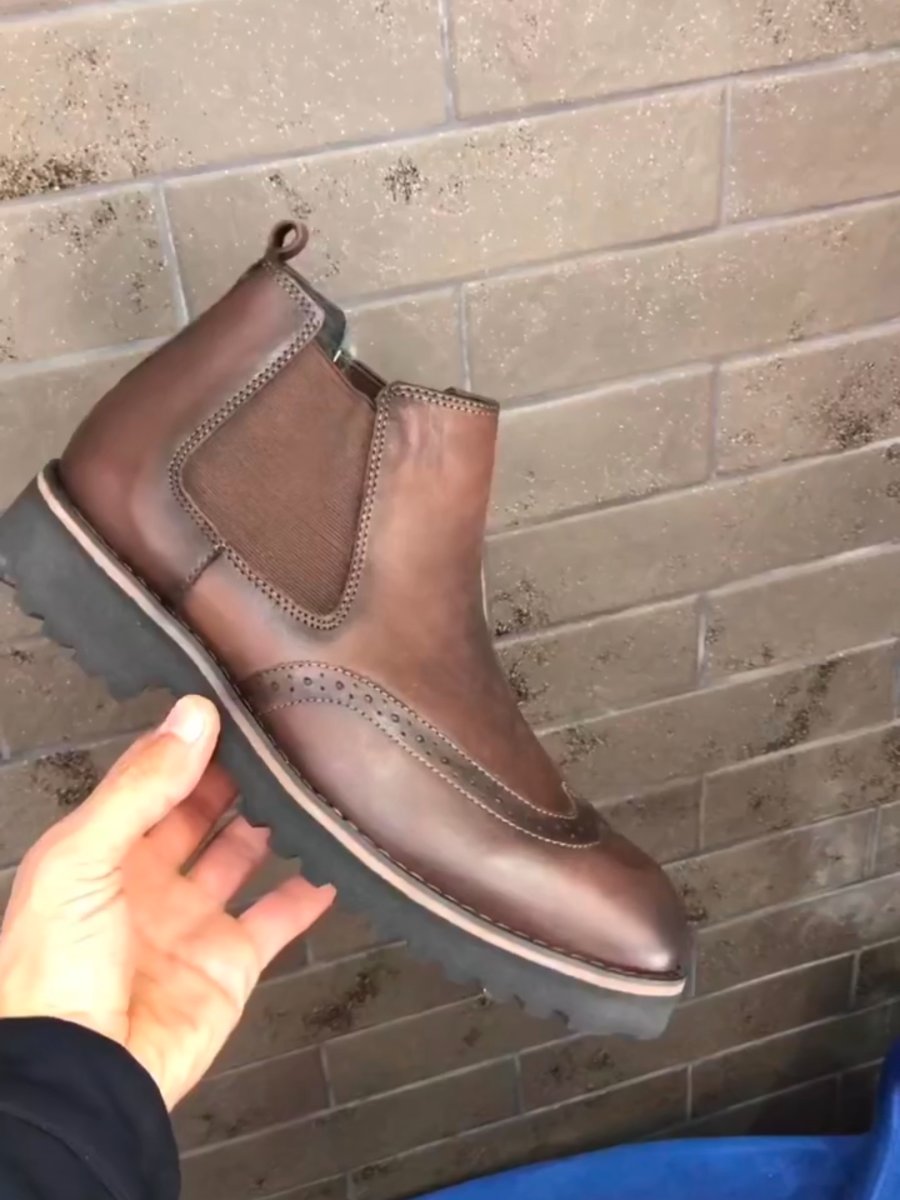 Italian Handmade Luxury Men's Sculpted Chelsea Boots - Brown