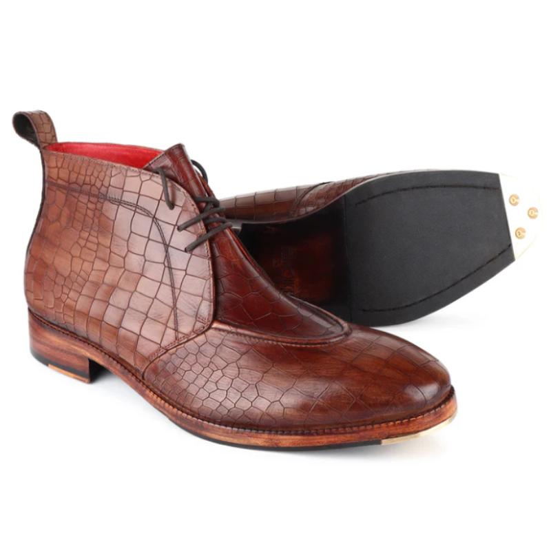 Handmade Chukka Boots In Crocodile Skin