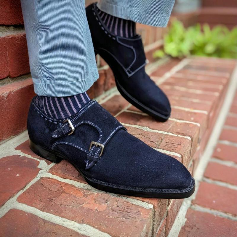 Navy Blue Double Strap Monks