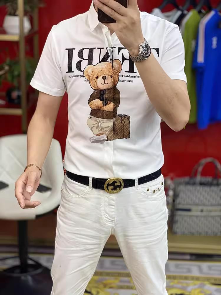 Short-sleeved shirt print fashion personality casual breathable POLO shirt